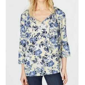 J. Jill Floral Peplum Peasant Tunic Top- Size S